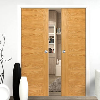 Image: Ostria Oak Double Evokit Pocket Doors - Prefinished