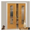 Ostria Oak Double Evokit Pocket Doors - Clear Glass - Prefinished