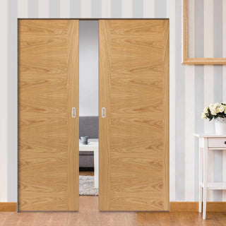 Image: Ostria Oak Absolute Evokit Double Pocket Doors - Prefinished