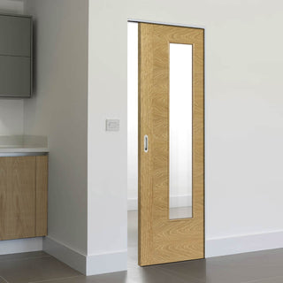 Image: Ostria Oak Absolute Evokit Pocket Door - Clear Glass - Prefinished