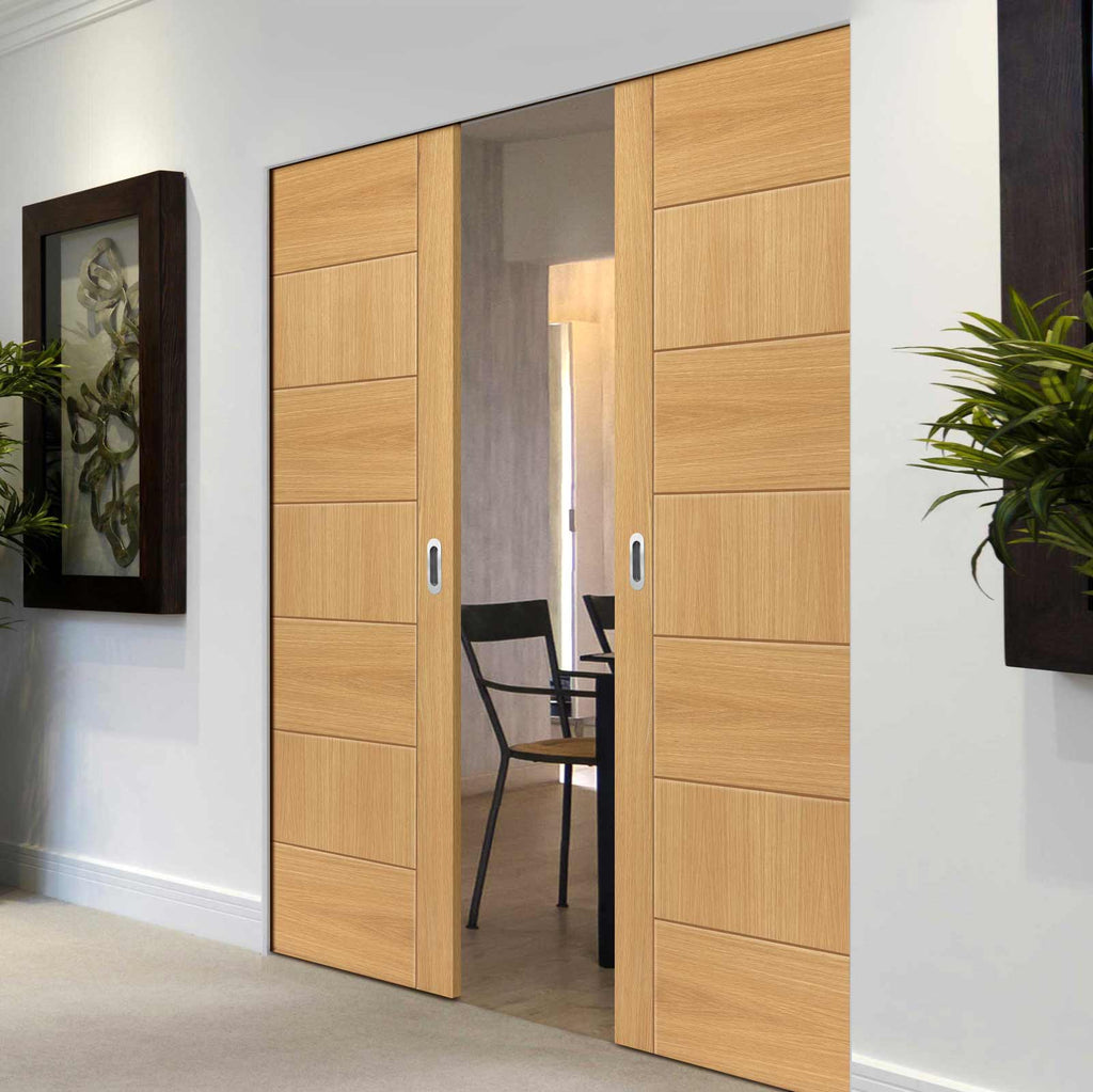 Sirocco Oak Absolute Evokit Double Pocket Doors - Prefinished