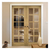 Bespoke Bristol Oak Unfinished Internal Door Pair - 10 Pane Clear Bevelled Glass