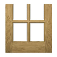 Bristol Oak Double Evokit Pocket Door Detail - 10 Pane Clear Bevelled Glass - Unfinished