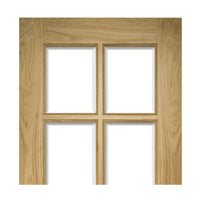 Bristol Oak Staffetta Quad Telescopic Pocket Doors - 10 Pane Clear bevelled Glass - Unfinished