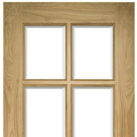 Three Folding Doors & Frame Kit - Bristol Oak 3+0 - 10 Pane Clear Bevelled Glass - Unfinished