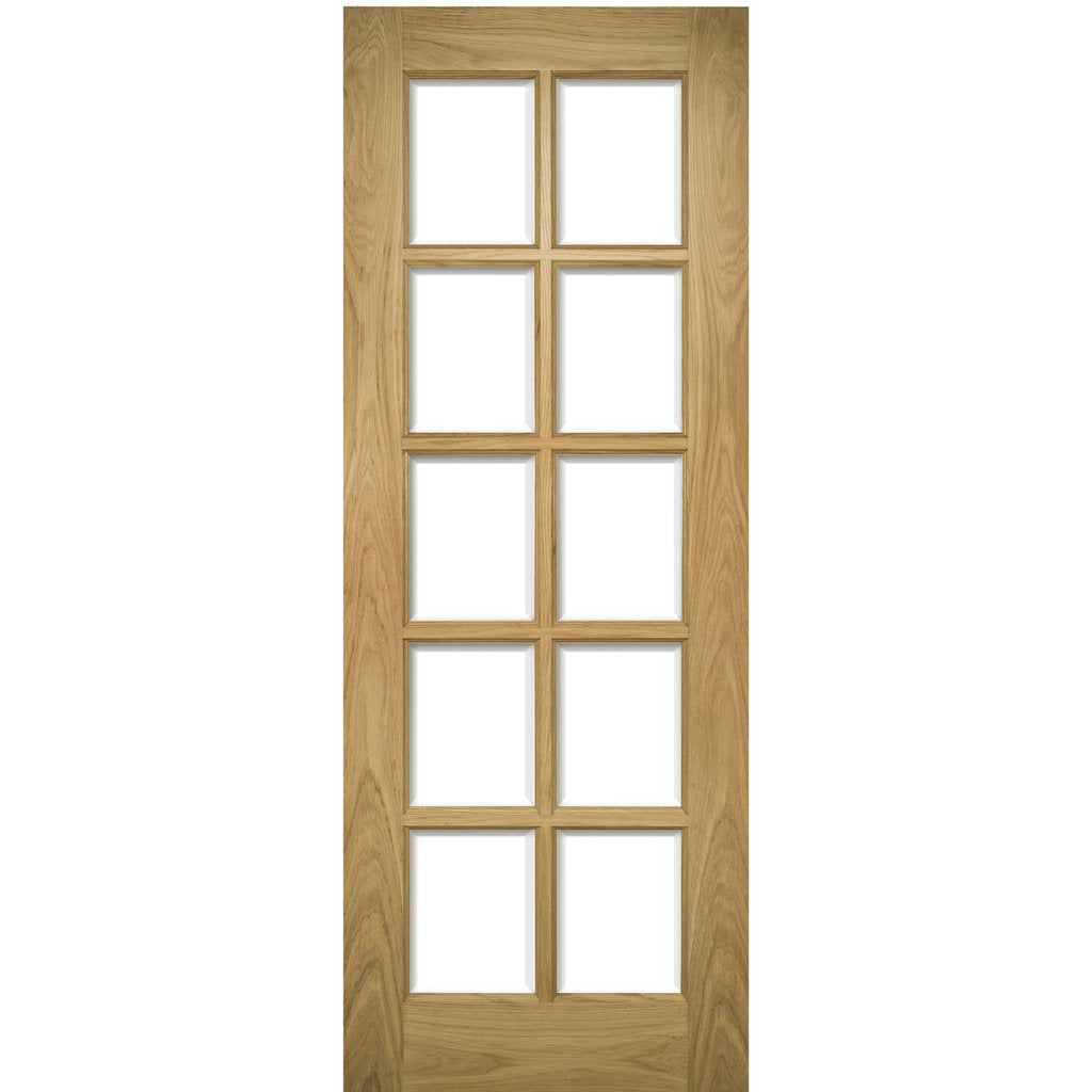 Bristol Oak Unfinished Door Pair - 10 Pane Clear Bevelled Glass