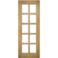 Bristol Oak Unfinished Door Pair - 10 Pane Clear Bevelled Glass