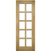 Two Folding Doors & Frame Kit - Bristol Oak 2+0 - 10 Pane Clear Bevelled Glass - Unfinished