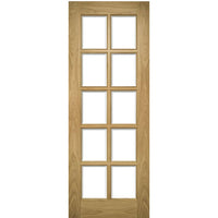 Two Folding Doors & Frame Kit - Bristol Oak 2+0 - 10 Pane Clear Bevelled Glass - Unfinished