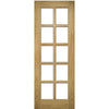 Two Folding Doors & Frame Kit - Bristol Oak 2+0 - 10 Pane Clear Bevelled Glass - Unfinished