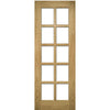 Three Folding Doors & Frame Kit - Bristol Oak 3+0 - 10 Pane Clear Bevelled Glass - Unfinished