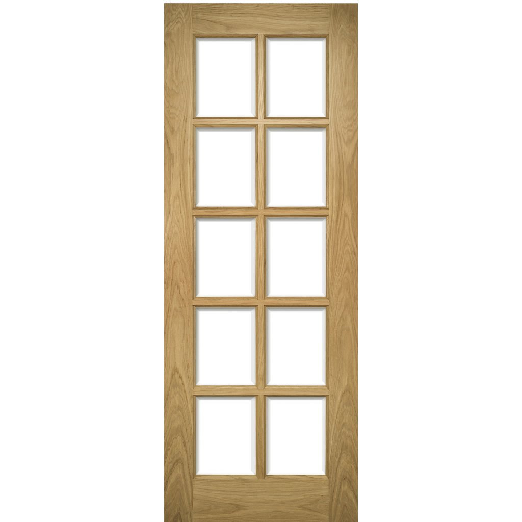 Bristol Oak Single Evokit Pocket Door - 10 Pane Clear Bevelled Glass - Unfinished