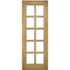 ThruEasi Room Divider - Bristol Oak Unfinished Door with Full Glass Side - 10 Pane Clear Bevelled Glass - 2018mm High - Multiple Widths