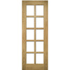 Pass-Easi Two Sliding Doors and Frame Kit - Bristol Oak Unfinished Door - 10 Pane Clear Bevelled Glass