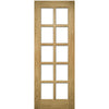 Room Divider - Bristol Oak Unfinished Door Pair with Full Glass Sides - 10 Pane Clear Bevelled Glass - 2018mm High - Multiple Widths