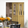 Bury American White Oak Veneer Staffetta Twin Telescopic Pocket Doors - Clear Bevelled Glass - Prefinished