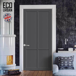 Image: Bronx 4 Panel Solid Wood Internal Door UK Made DD6315 - Eco-Urban® Stormy Grey Premium Primed