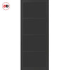 Top Mounted Black Sliding Track & Solid Wood Door - Eco-Urban® Brooklyn 4 Panel Solid Wood Door DD6307 - Shadow Black Premium Primed