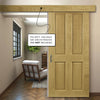 Single Sliding Door & Wall Track - Bury Real American White Oak Crown Cut Veneer Door - Prefinished