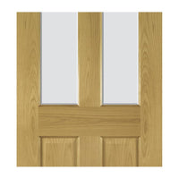 Bury Real American White Oak Crown Cut Veneer Door - Clear Bevelled Glass - Prefinished from Deanta UK