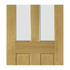 Bury Oak Absolute Evokit Double Pocket Door Detail - Clear Bevelled Glass - Prefinished