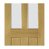 Bury Real American White Oak Crown Cut Veneer Double Evokit Pocket Door Detail - Clear Bevelled Glass - Prefinished