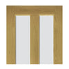Bury Real American White Oak Crown Cut Veneer Door Pair - Clear Bevelled Glass - Prefinished
