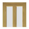 Bury Real American White Oak Crown Cut Veneer Double Evokit Pocket Door Detail - Clear Bevelled Glass - Prefinished