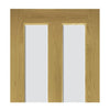 Bury American White Oak Veneer Staffetta Twin Telescopic Pocket Doors - Clear Bevelled Glass - Prefinished