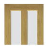 Bury American White Oak Veneer Staffetta Twin Telescopic Pocket Doors - Clear Bevelled Glass - Prefinished