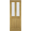 Bury Real American White Oak Crown Cut Veneer Door Pair - Clear Bevelled Glass - Prefinished