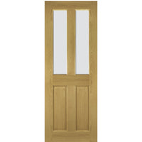 Bury Real American White Oak Crown Cut Veneer Door Pair - Clear Bevelled Glass - Prefinished