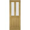 Bespoke Bury Real American Oak Crown Cut Veneer Internal Door Pair - Clear Bevelled Glass - Prefinished