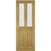 Bury Real American White Oak Crown Cut Veneer Door Pair - Clear Bevelled Glass - Prefinished
