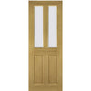 Double Sliding Door & Wall Track - Bury Real American White Oak Crown Cut Veneer Door - Clear Bevelled Glass - Prefinished