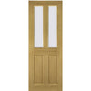 Double Sliding Door & Wall Track - Bury Real American White Oak Crown Cut Veneer Door - Clear Bevelled Glass - Prefinished