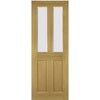 Saturn Tubular Stainless Steel Sliding Track & Bury Oak Double Door - Clear Bevelled Glass - Prefinished