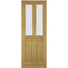 Saturn Tubular Stainless Steel Sliding Track & Bury Oak Double Door - Clear Bevelled Glass - Prefinished