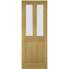 Single Sliding Door & Arrowhead Black Track - Bury American Oak Crown Cut Veneer Door - Clear Bevelled Glass - Prefinished