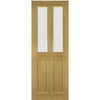 Bespoke Bury Real American Oak Crown Cut Veneer Internal Door - Clear Bevelled Glass - Prefinished