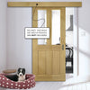 Single Sliding Door & Wall Track - Bury Real American White Oak Crown Cut Veneer Door - Clear Bevelled Glass - Prefinished