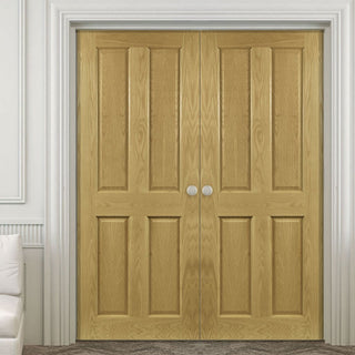 Image: Bespoke Bury Real American Oak Crown Cut Veneer Internal Door Pair - Prefinished