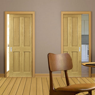 Image: Bury Real American White Oak Crown Cut Veneer Unico Evo Pocket Doors - Prefinished