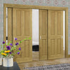 Pass-Easi Four Sliding Doors and Frame Kit - Bury Real American White Oak Crown Cut Veneer Door - Prefinished