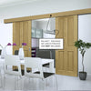 Double Sliding Door & Wall Track - Bury Real American White Oak Crown Cut Veneer Door - Prefinished