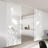 Double Glass Sliding Door - Butterfly 8mm Clear Glass - Obscure Printed Design with Elegant Track