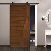 Top Mounted Black Sliding Track & Door - Contemporary Design Cadiz Prefinished Walnut Door