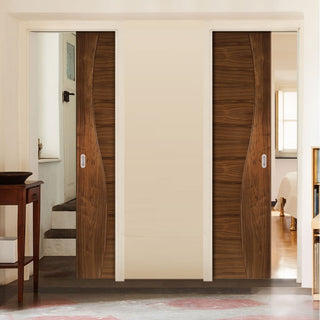 Image: Contemporary Design Cadiz Walnut Unico Evo Pocket Doors - Prefinished