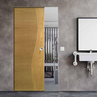 Image: Cadiz Oak Absolute Evokit Single Pocket Door - Prefinished