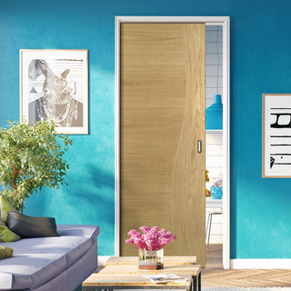 Image: Cadiz  Real American White Oak Crown Cut Veneer Evokit Pocket Fire Door -  - 1/2 Hour Fire Rated - Prefinished